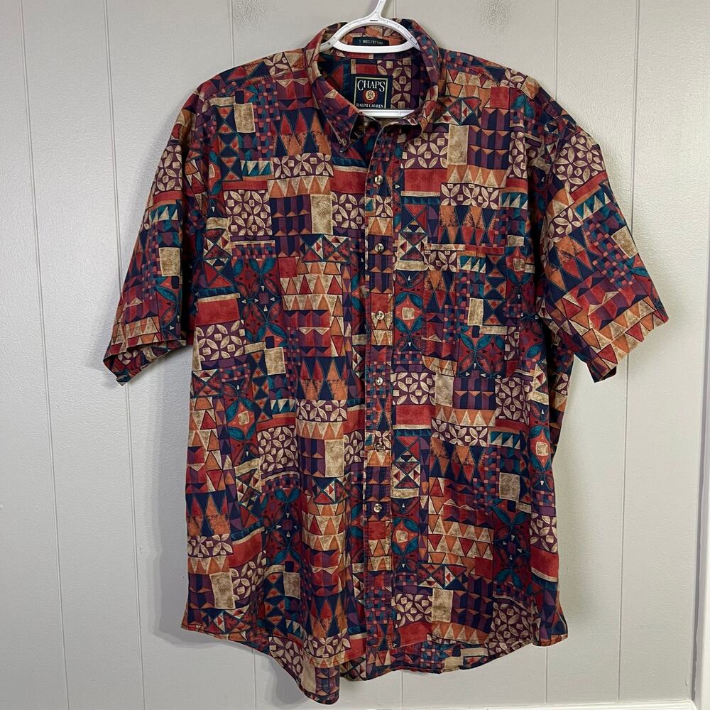 Chaps Ralph Lauren XL Geometric Print Button Up Shirt